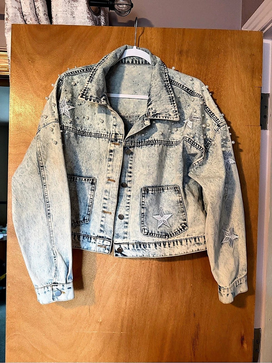 Jackets & Blazers - Pearl Star Embellished Denim Jacket